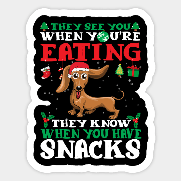 Christmas Dog Eating Snacks Sticker by CyberpunkTees